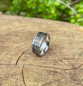 Silver Engraved Ring - Mens Band Wave Pattern Ring - Geometric Style Vintage Ring - Male Band Ring
